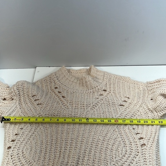 LOFT Pointelle Mock Neck Sweater Pastel Pink 481735 acrylic nylon alpaca Small - Picture 7 of 10